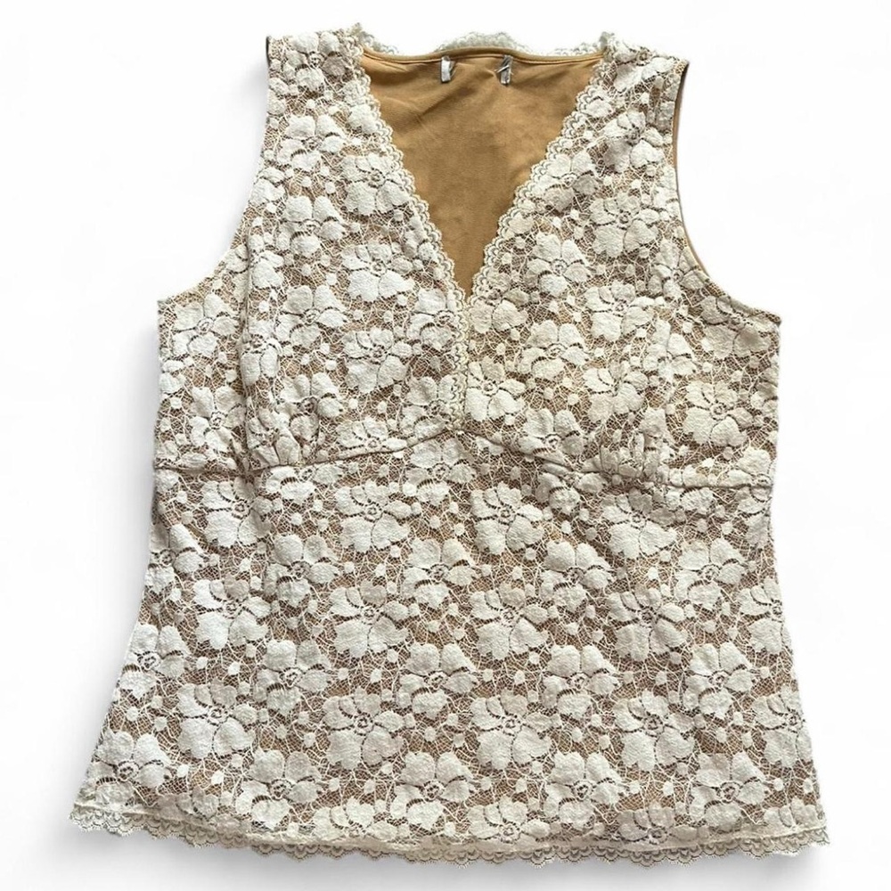 Kathleen Kirkwood Cream Lace V-Neck Babydoll Top